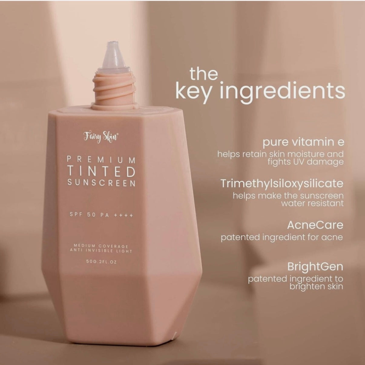 Fairy Skin Premium Tinted Sunscreen Spf50
