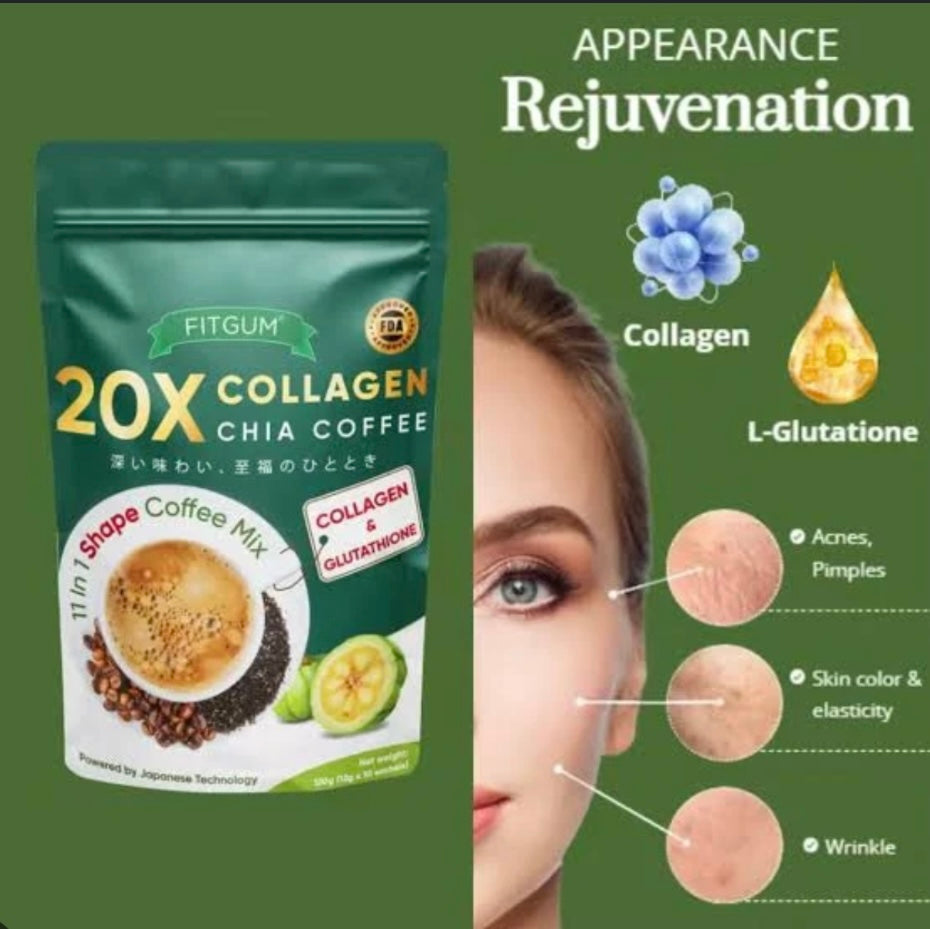 Fitgum 20X Collagen Chia Coffee