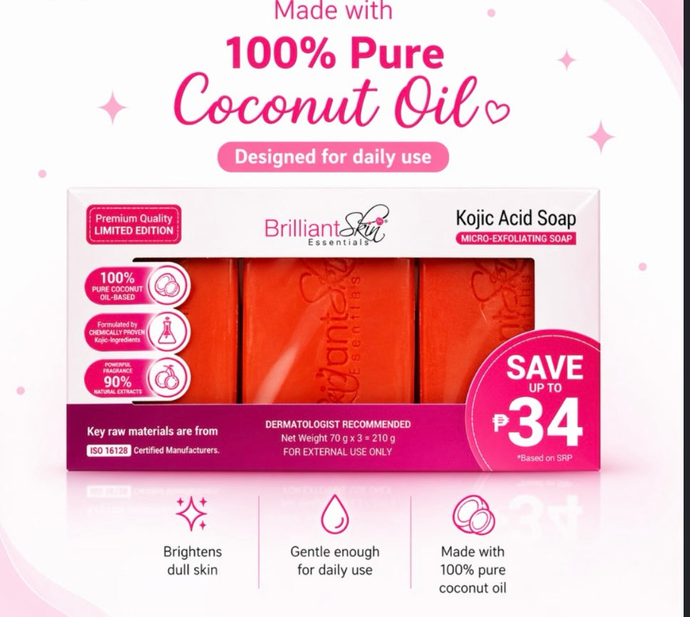 Brilliant Skin Kojic Acid Soap by 3 bars