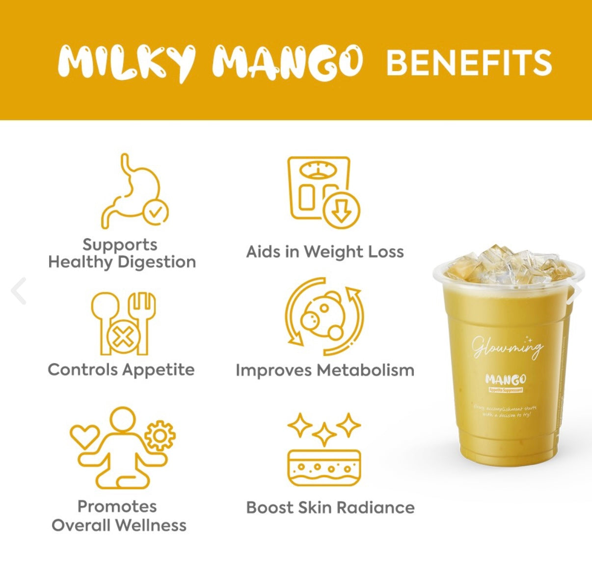 Glowming Milky Mango Powder Drink Glutathione And Collagen