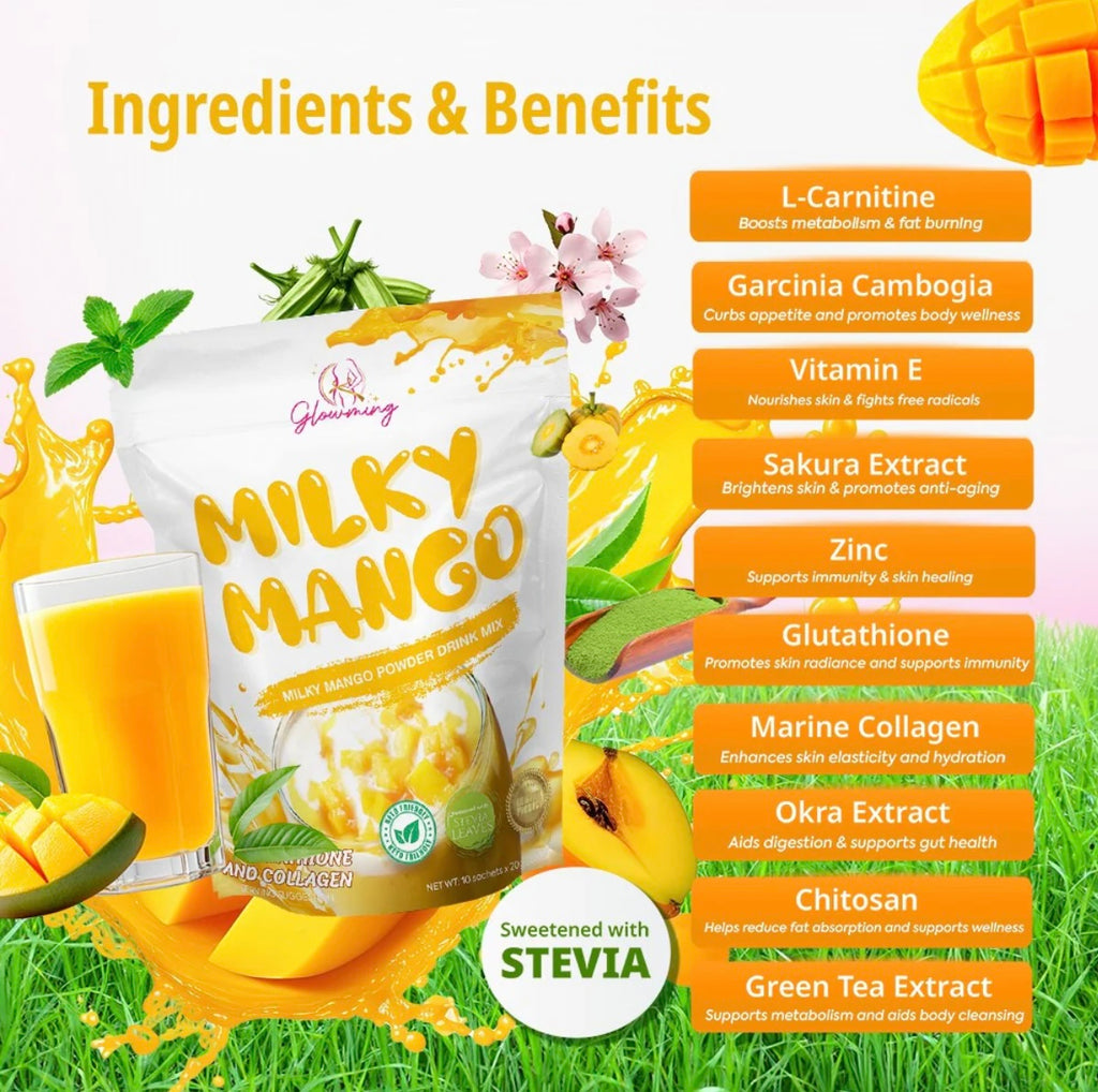Glowming Milky Mango Powder Drink Glutathione And Collagen