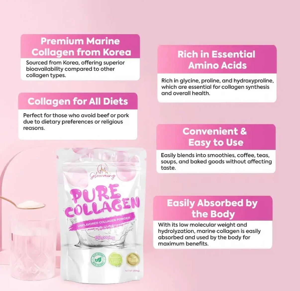 Glowming Pure Collagen Unflavored Powder