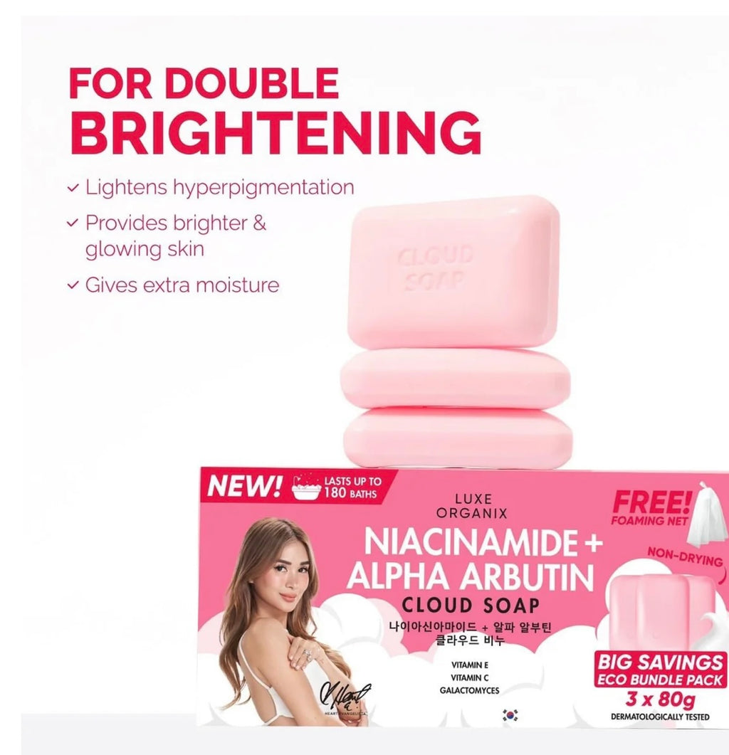 Luxe Organix Niacinamide + Alpha Arbutin Cloud Soap 3 pieces