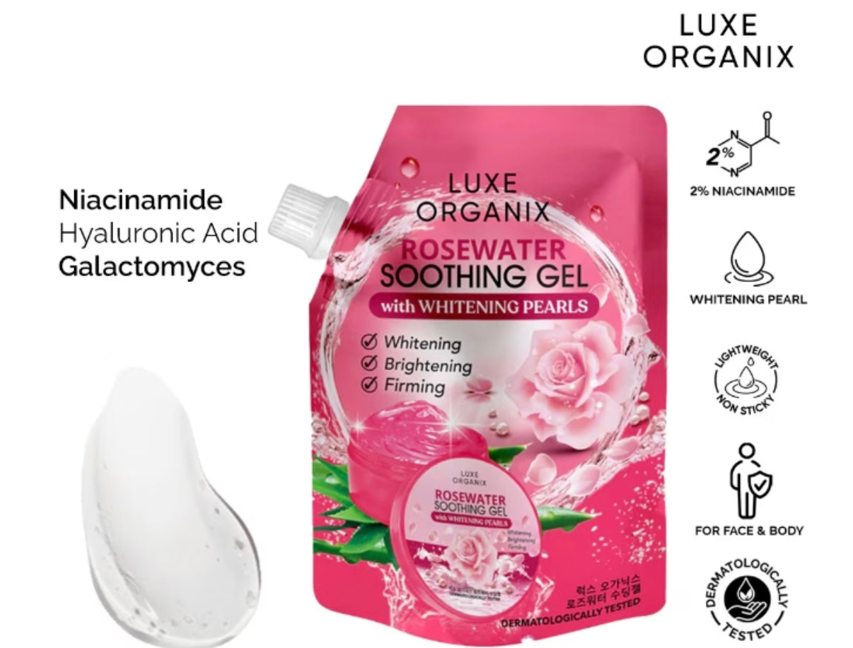 Luxe Organix Rosewater Soothing Gel With Whitening Pearls