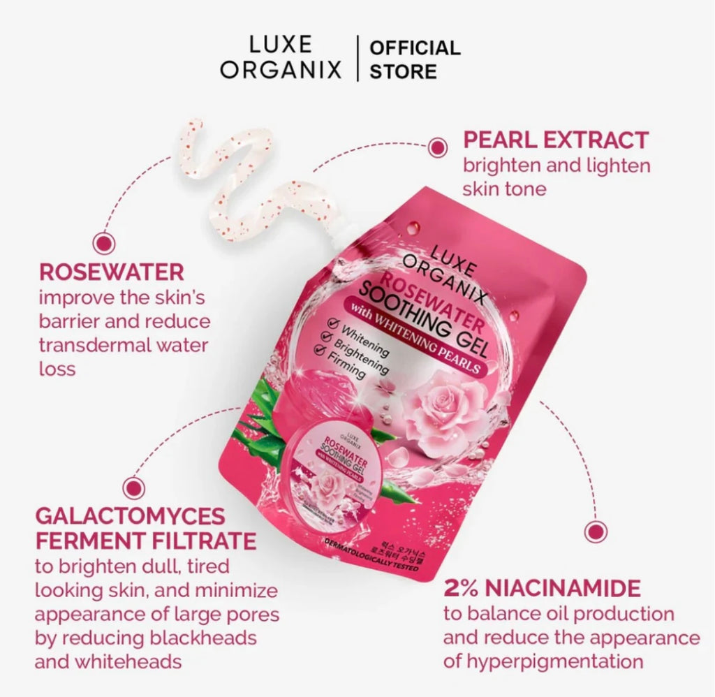 Luxe Organix Rosewater Soothing Gel With Whitening Pearls